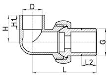 لاكور زاوية مع مانع تسرب معدني C×MI، HS110-017