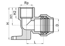 كوع ذو لوح تثبيت على الحائط C×FI، HS130-007