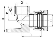 كوع ذو لوح تثبيت على الحائط C×FI، HS150-007