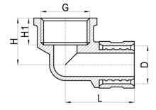 كوع لي سنة داخلية (أنثى) مع جلبة إنزلاق C×FI، HS300-005